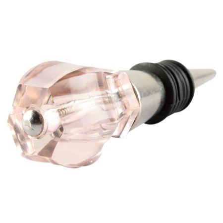 Pink Hexagon Glass Cut Wine Stopper Online